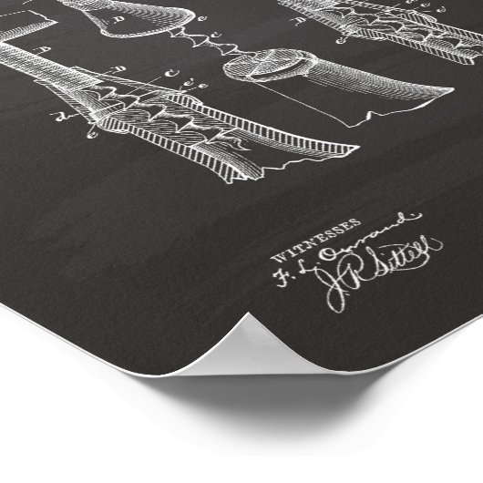 Corkschraube 1883 Patentart - Kopfbrett Poster (Ecke)