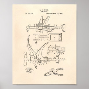 Corkschraube 1897 Patentart - Alter Peper Poster