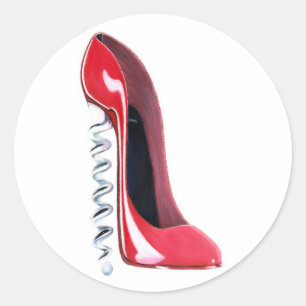 Corkschraube Ferse Red Stiletto Shoe Art Runder Aufkleber