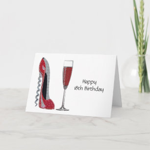 Corkschraube Heel Red Stiletto and Champagne Glass Karte