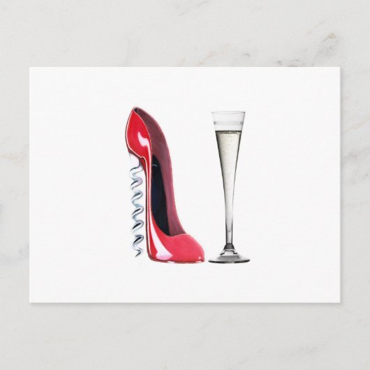Corkschraube Stiletto Shoe and Champagne Flute Gla Postkarte (Vorderseite)