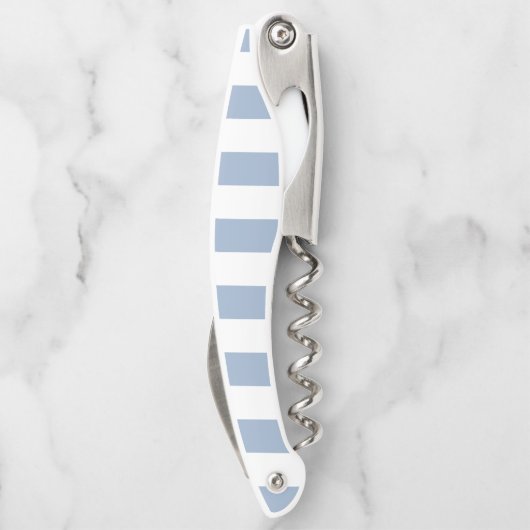 Corkscrew Bottle Opener Blue & White Stripe Kellnermesser (Rückseite)