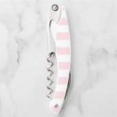 Corkscrew Bottle Opener Pink & White Stripe Kellnermesser (Vorderseite)