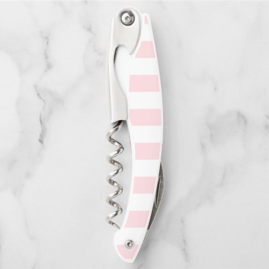 Corkscrew Bottle Opener Pink & White Stripe Kellnermesser (Vorderseite)