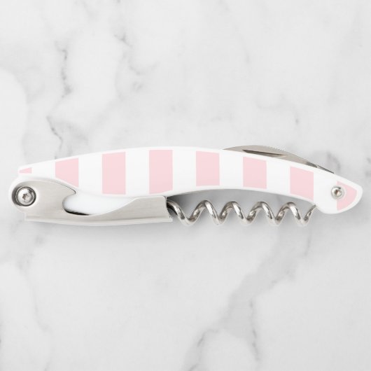Corkscrew Bottle Opener Pink & White Stripe Kellnermesser (Vorderseite)