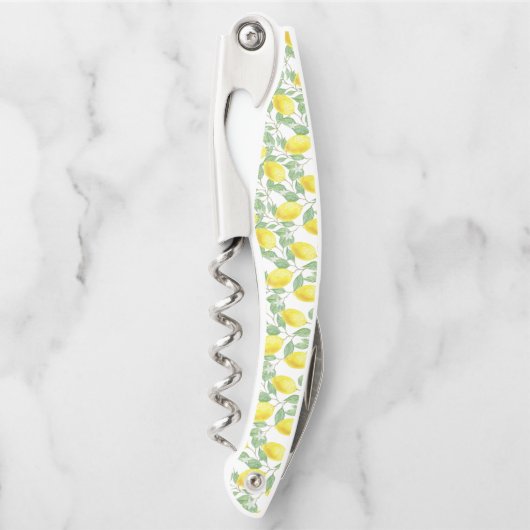Corkscrew Bottle Opener Yellow and White Lemons Kellnermesser (Vorderseite)