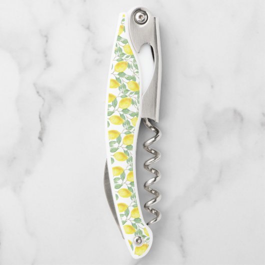 Corkscrew Bottle Opener Yellow and White Lemons Kellnermesser (Rückseite)