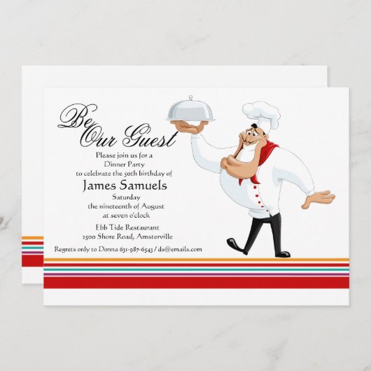 Corky Koch Dinner Party Einladung (Vorne/Hinten)