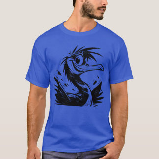 Cormorant Bird mit Big Eyes Pencil Sketch Junge vo T-Shirt