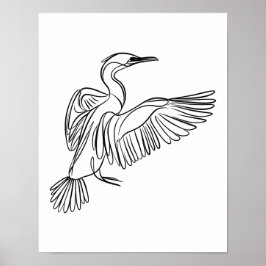 Cormorant Line Art Irish Coastlife Poster