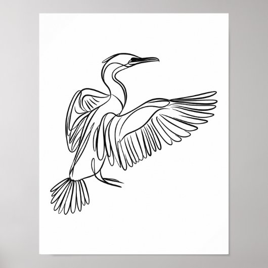 Cormorant Line Art Irish Coastlife Poster (Vorne)
