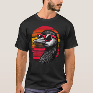 Cormorant-Vogelsonnenbrille Sonnenuntergang Retro- T-Shirt