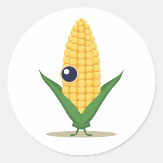Corn Alien – Funny Farm Food Character Runder Aufkleber (Vorderseite)