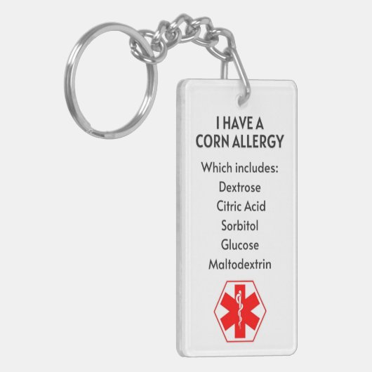 Corn Allergy Alert Schlüsselanhänger (Vorderseite links)