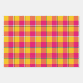 Corn and Razzmatazz Plaid Yellow Pink Geschenkpapier Set