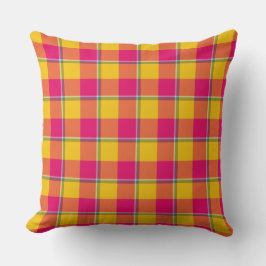 Corn and Razzmatazz Plaid Yellow Pink Gold Kissen