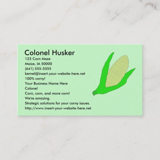 Corn Business Cards - neue Version Visitenkarte (Vorderseite)