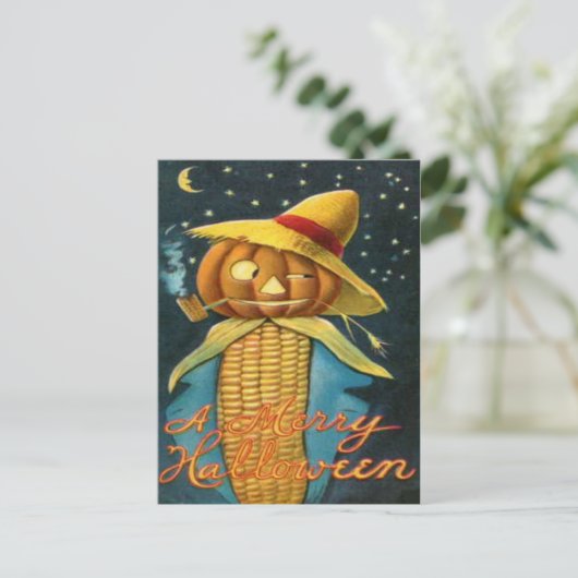 Corn Cob Scarecrow Postkarte (Stehend Vorderseite)