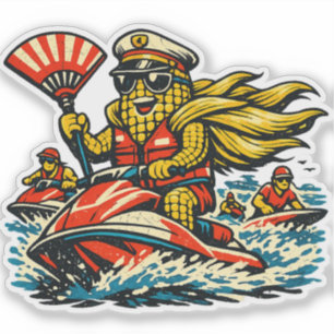 Corn Commander Surf Patrol — Vintage Sommer Ozean  Aufkleber
