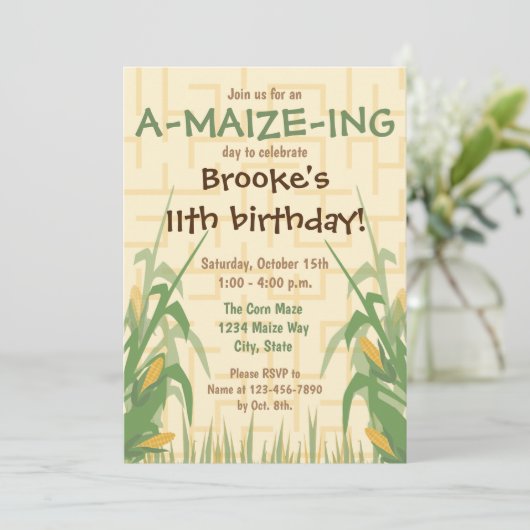Corn Maze Birthday Einladung (Stehend Vorderseite)