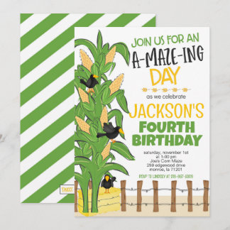 Corn Maze Boy Birthday Einladung