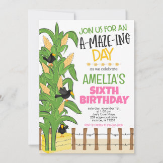 Corn Maze Girl Birthday Einladung