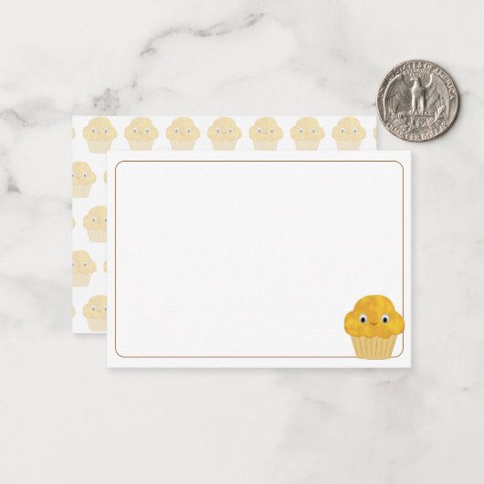  Corn Muffin Cute Drawing Blank Bordered Mitteilungskarte (Vorderseite/Rückseite Beispiel)