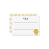 Corn Muffin Cute Drawing Lined Monogram Mitteilungskarte (Vorderseite/Rückseite Beispiel)