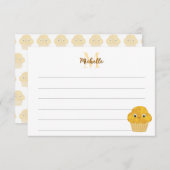 Corn Muffin Cute Drawing Lined Monogram Mitteilungskarte (Vorne/Hinten)