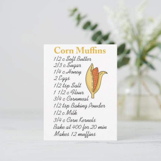 CORN MUFFINS RECIPE POSTKARTE (Stehend Vorderseite)