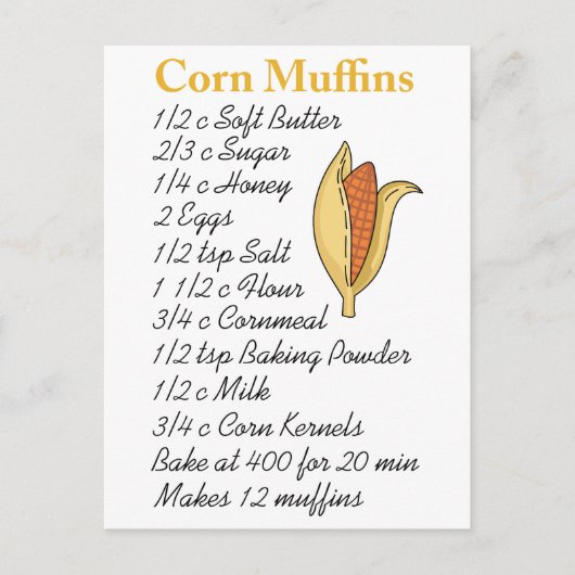CORN MUFFINS RECIPE POSTKARTE (Vorderseite)