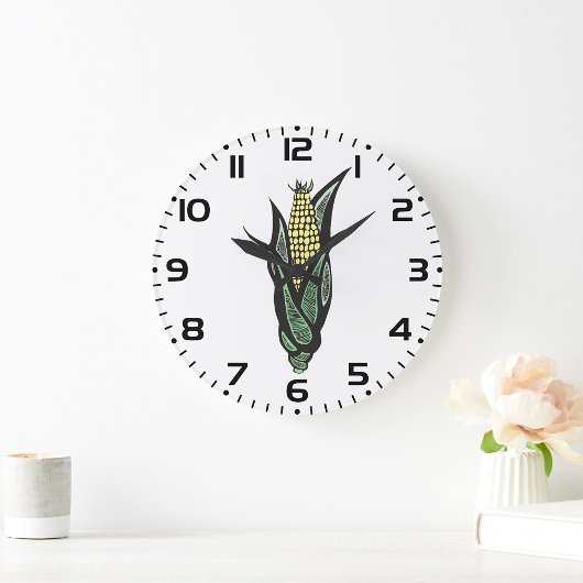 Corn on the Cob Rustic Farmhouse Vegetable Große Wanduhr