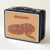 Corn Snake Orange Red Realistisch Personalisiert Metall Brotdose (Rückseite)