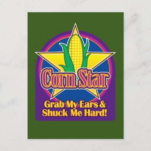 Corn Star Blue Lila BG Green Postkarte (Vorderseite)