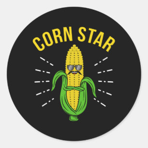 Corn Star Corn On The Cob Day Funny Corn Meme Pub Runder Aufkleber