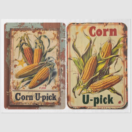 Corn U Pick Sign Seidenpapier (Vorderseite)