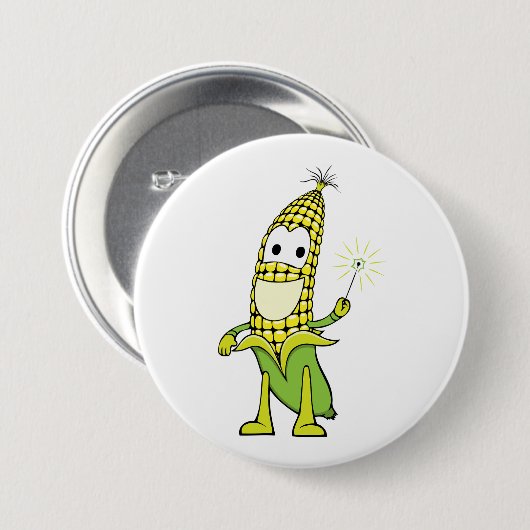 Corn Wizard Character with Magic Wand Button (Vorne & Hinten)