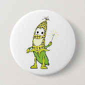 Corn Wizard Character with Magic Wand Button (Vorderseite)