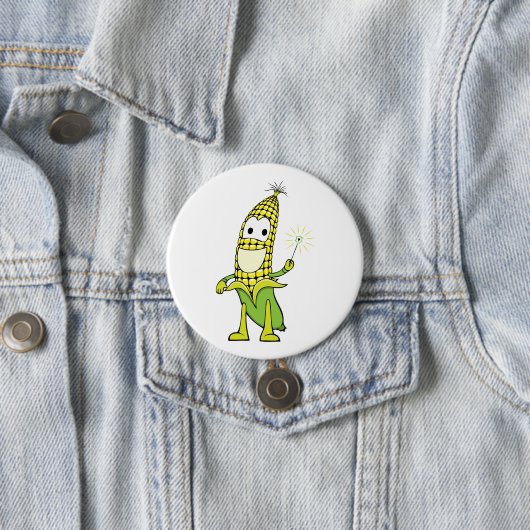 Corn Wizard Character with Magic Wand Button (Beispiel)
