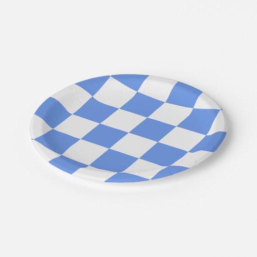 Cornblume blau/weiß Checked Pappteller (Schrägansicht)