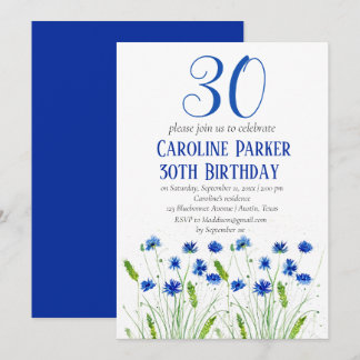 Cornblumen 30. Geburtstag Blaue Blüte Einladung