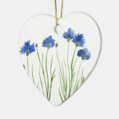 Cornblumen Blau florale Aquarell rustikaler Chic Keramik Ornament (Links)