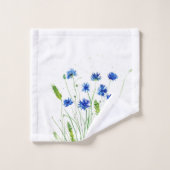 Cornblumen Blühende Wildblumen Aquarell Badhandtuch Set (Waschlappen)