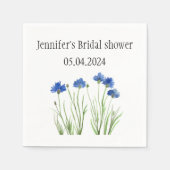 Cornblumen Blume Aquarell Blaues Brautparty Serviette (Vorderseite)