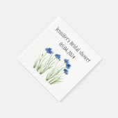 Cornblumen Blume Aquarell Blaues Brautparty Serviette (Ecke)