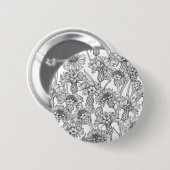 Cornblumen, Blume in Schwarz und Weiß Button (Vorne & Hinten)
