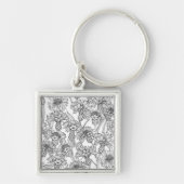 Cornblumen, Blume in Schwarz und Weiß Schlüsselanhänger (Vorne)