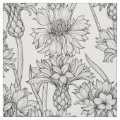 Cornblumen, Blume in Schwarz und Weiß Stoff (Muster)