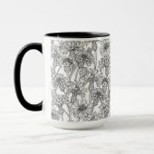 Cornblumen, Blume in Schwarz und Weiß Tasse (Links)