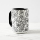 Cornblumen, Blume in Schwarz und Weiß Tasse (Vorderseite Links)